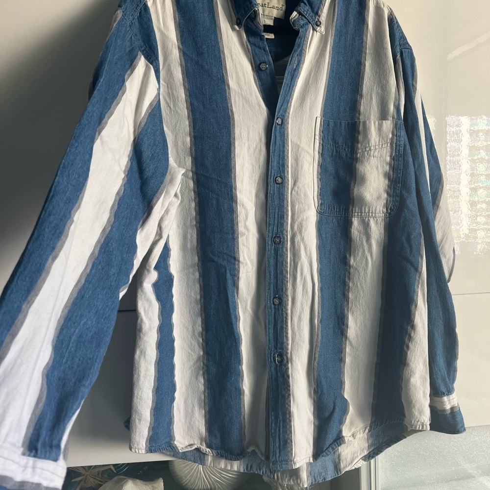Blue and White Striped Men's Jacket